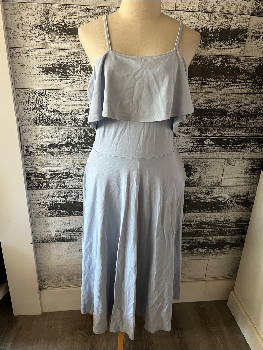 Leith Light Blue Ruffle Maxi Dress